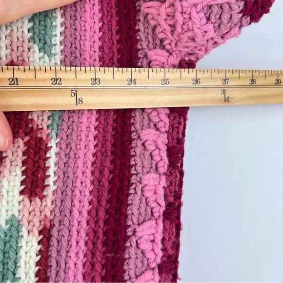 Honeybea Upcycled Vintage Afghan Sweater Cardigan OS Pink - Picture 11 of 13